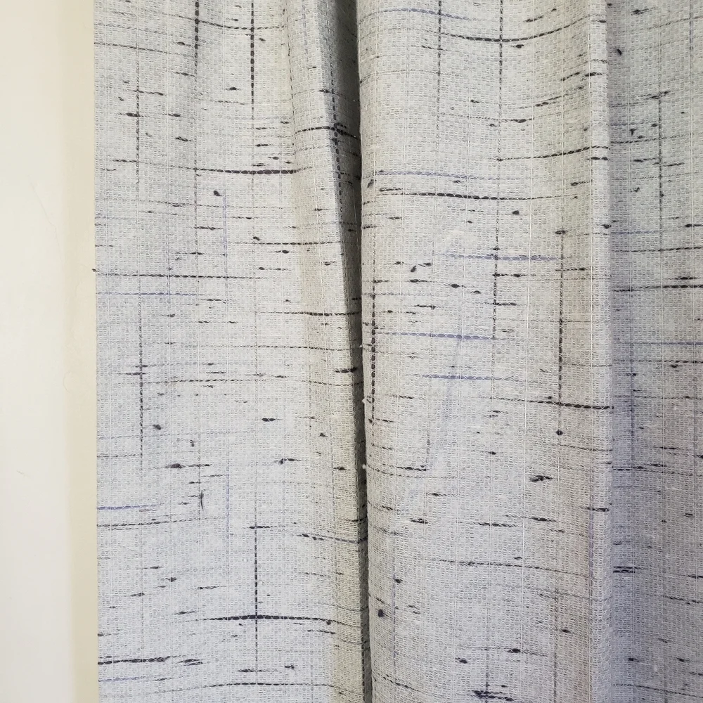 Sears Drapes 48W x 62L Tweed Print Pinch Pleat Curtains Blue VTG 50s 60s NEW